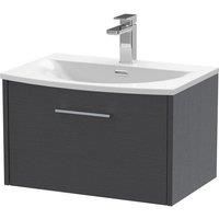 Hudson Reed Juno 600mm Wall Hung Single Drawer Vanity & Curved Basin - Graphite Grey