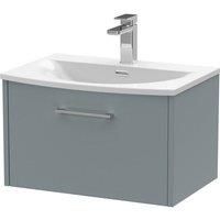Hudson Reed Juno 600mm Wall Hung Single Drawer Vanity & Curved Basin - Coastal Grey