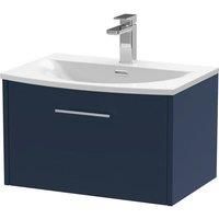 Hudson Reed Juno 600mm Wall Hung Single Drawer Vanity & Curved Basin - Electric Blue