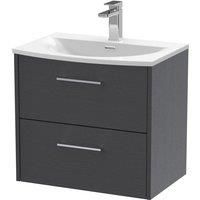 Hudson Reed Juno 600mm Wall Hung 2 Drawer Vanity & Curved Basin - Graphite Grey