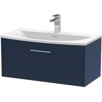 Hudson Reed Juno 800mm Wall Hung Single Drawer Vanity & Curved Basin - Electric Blue