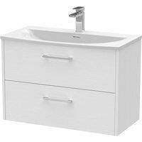 Hudson Reed Juno 800mm Wall Hung 2 Drawer Vanity & Curved Basin - White Ash