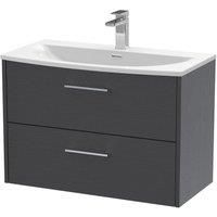 Hudson Reed Juno 800mm Wall Hung 2 Drawer Vanity & Curved Basin - Graphite Grey
