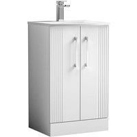 Nuie Deco 500mm Floor Standing 2 Door Vanity & Basin 4 - Satin White