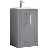 Nuie Deco 500mm Floor Standing 2 Door Vanity & Basin 4 - Satin Grey