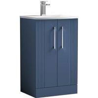 Nuie Deco 500mm Floor Standing 2 Door Vanity & Basin 4 - Satin Blue