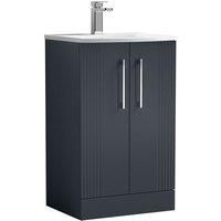 Nuie Deco 500mm Floor Standing 2 Door Vanity & Basin 4 - Satin Anthracite