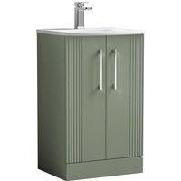 Nuie Deco 500mm Floor Standing 2 Door Vanity & Basin 4 - Satin Reed Green