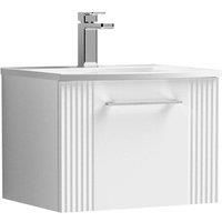 Nuie Deco 500mm Wall Hung Single Drawer Vanity & Basin 4 - Satin White