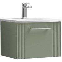 Nuie Deco 500mm Wall Hung Single Drawer Vanity & Basin 4 - Satin Reed Green