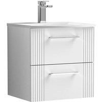 Nuie Deco 500mm Wall Hung 2 Drawer Vanity & Basin 4 - Satin White