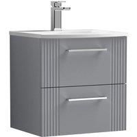 Nuie Deco 500mm Wall Hung 2 Drawer Vanity & Basin 4 - Satin Grey
