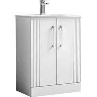 Nuie Deco 600mm Floor Standing 2 Door Vanity & Basin 4 - Satin White