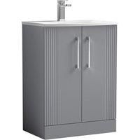 Nuie Deco 600mm Floor Standing 2 Door Vanity & Basin 4 - Satin Grey