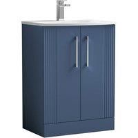 Nuie Deco 600mm Floor Standing 2 Door Vanity & Basin 4 - Satin Blue