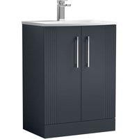 Nuie Deco 600mm Floor Standing 2 Door Vanity & Basin 4 - Satin Anthracite