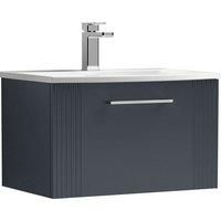 Nuie Deco 600mm Wall Hung Single Drawer Vanity & Basin 4 - Satin Anthracite