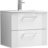 Nuie Deco 600mm Wall Hung 2 Drawer Vanity & Basin 4 - Satin White