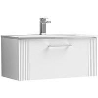 Nuie Deco 800mm Wall Hung Single Drawer Vanity & Basin 4 - Satin White