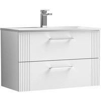 Nuie Deco 800mm Wall Hung 2 Drawer Vanity & Basin 4 - Satin White