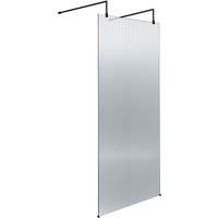 Hudson Reed 800mm Fluted Wetroom Screen With Arms & Feet - Matt Black