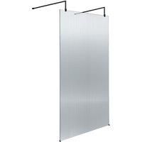 Hudson Reed 1000mm Fluted Wetroom Screen With Arms & Feet - Matt Black