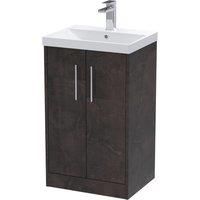 Hudson Reed Juno 500mm Floor Standing 2 Door Vanity & Thin-Edge Basin - Metallic Slate