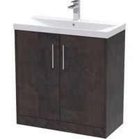 Hudson Reed Juno 800mm Floor Standing 2 Door Vanity & Thin-Edge Basin - Metallic Slate