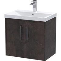 Hudson Reed Juno 600mm Wall Hung 2 Door Vanity & Thin-Edge Basin - Metallic Slate