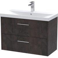Hudson Reed Juno 800mm Wall Hung 2 Drawer Vanity & Thin-Edge Basin - Metallic Slate