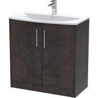 Hudson Reed Juno 800mm Floor Standing 2 Door Vanity & Curved Basin - Metallic Slate