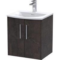 Hudson Reed Juno 500mm Wall Hung 2 Door Vanity & Curved Basin - Metallic Slate