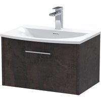 Hudson Reed Juno 600mm Wall Hung 1 Drawer Vanity & Curved Basin - Metallic Slate