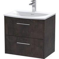 Hudson Reed Juno 600mm Wall Hung 2 Drawer Vanity & Curved Basin - Metallic Slate