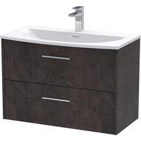 Hudson Reed Juno 800mm Wall Hung 2 Drawer Vanity & Curved Basin - Metallic Slate