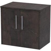 Hudson Reed Juno 600mm Wall Hung 2 Door Vanity & Worktop - Metallic Slate