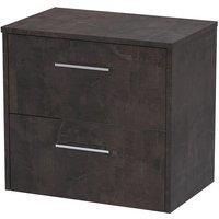 Hudson Reed Juno 600mm Wall Hung 2 Drawer Vanity & Worktop - Metallic Slate