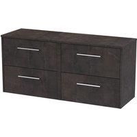 Hudson Reed Juno 1200mm Wall Hung 4 Drawer Vanity & Worktop - Metallic Slate