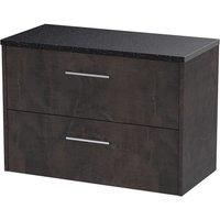 Hudson Reed Juno 800mm Wall Hung 2 Drawer Vanity & Sparkling Black Worktop - Metallic Slate
