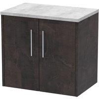 Hudson Reed Juno 600mm Wall Hung 2 Door Vanity & Bellato Grey Worktop - Metallic Slate