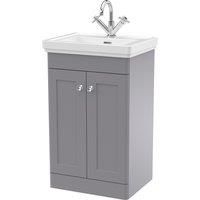 Nuie Classique 500mm Floor Standing 2-door Unit & Basin 1 Tap Hole - Satin Grey