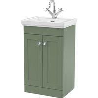 Nuie Classique 500mm Floor Standing 2-door Unit & Basin 1 Tap Hole - Satin Green