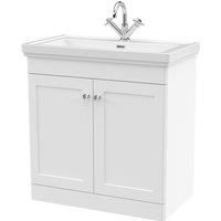 Nuie Classique 800mm Floor Standing 2-door Unit & Basin 1 Tap Hole - Satin White