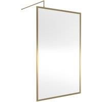 Outer Framed 1200mm Brushed Brass Shower Wetroom Screen 8mm Glass Bathroom Gold