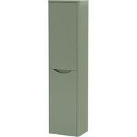 nuie Modern Bathroom Wall Hung 2 Door Tall Unit, 350mm, Satin Green, 400mm