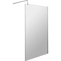 Wetroom 8mm Toughened Safety Glass Screen and Support Bar - Choose Size + Colour