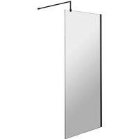 Wetroom 8mm Toughened Safety Glass Screen and Support Bar - Choose Size + Colour
