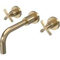 Nuie Aztec 3-Hole Wall Mounted Basin Mixer Tap - Brushed Brass