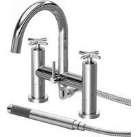 Nuie Aztec Deck Mounted Bath Shower Mixer Tap with Hose & Handset Swivel Spout