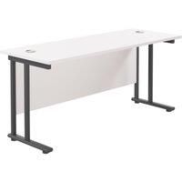 Office Hippo Heavy Duty Rectangular Cantilever Office Desk, Home Office Desk, Office Table, Integrated Cable Ports, PC Desk For Office or Home, 5 Yr Wty - Black Frame/White Top, 180cm x 60cm